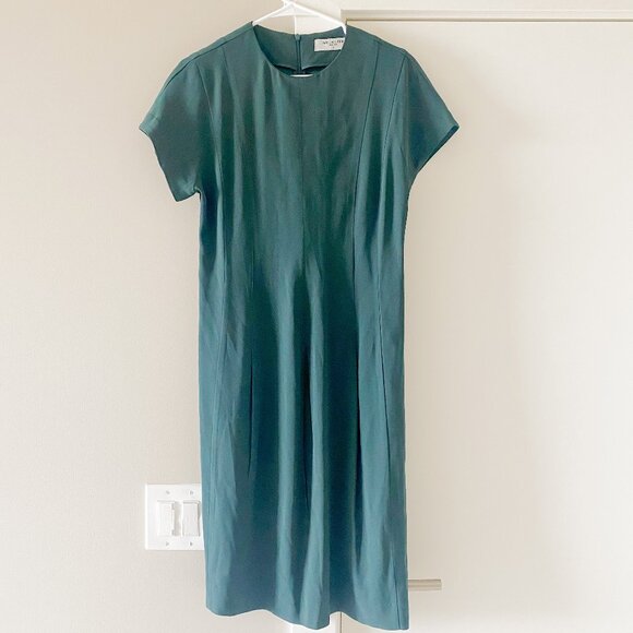 MM LaFleur Kelly Green Shift Midi Dress Size 8 Career Workwear Professional - Picture 2 of 9